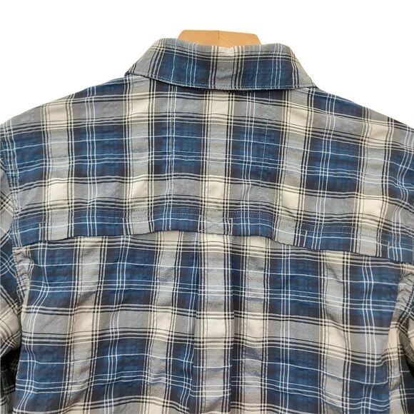 Rei Coop Shirt Boys XL (18) Blue Plaid Button Up Outdoor Roll Tab Sleeve Travel - Picture 4 of 11